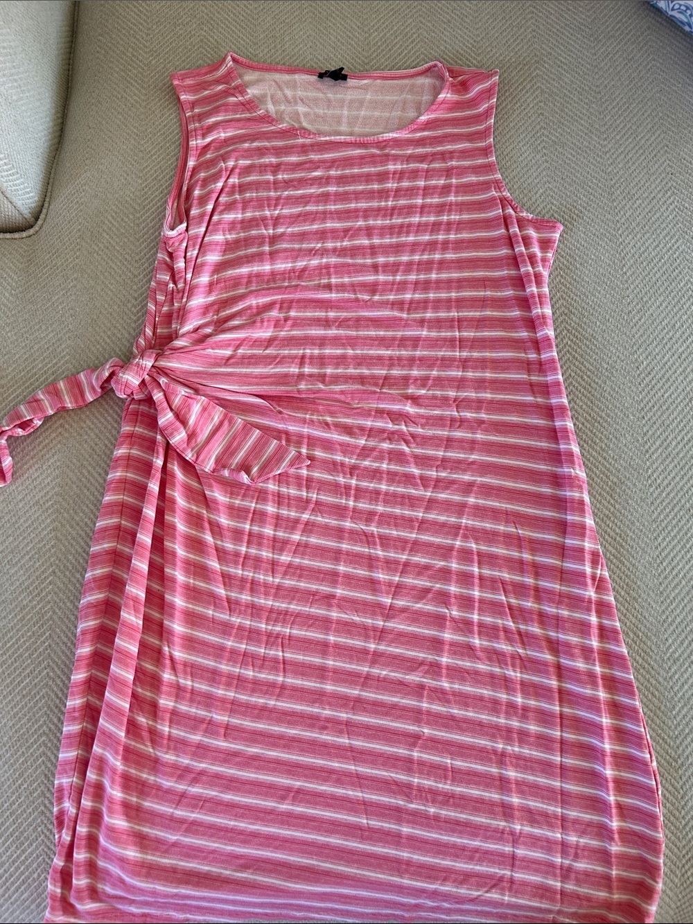 Talbots Pink and White Striped Sleeveless Knit dress